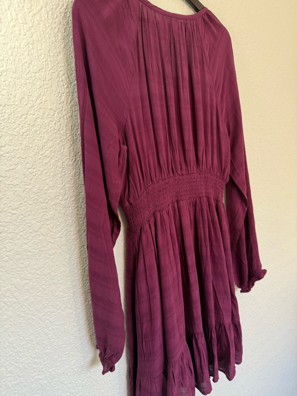 Idyllwind Western Boho Peasant Mini Dress Burgundy Tassel Tie | Size M - Picture 9 of 14